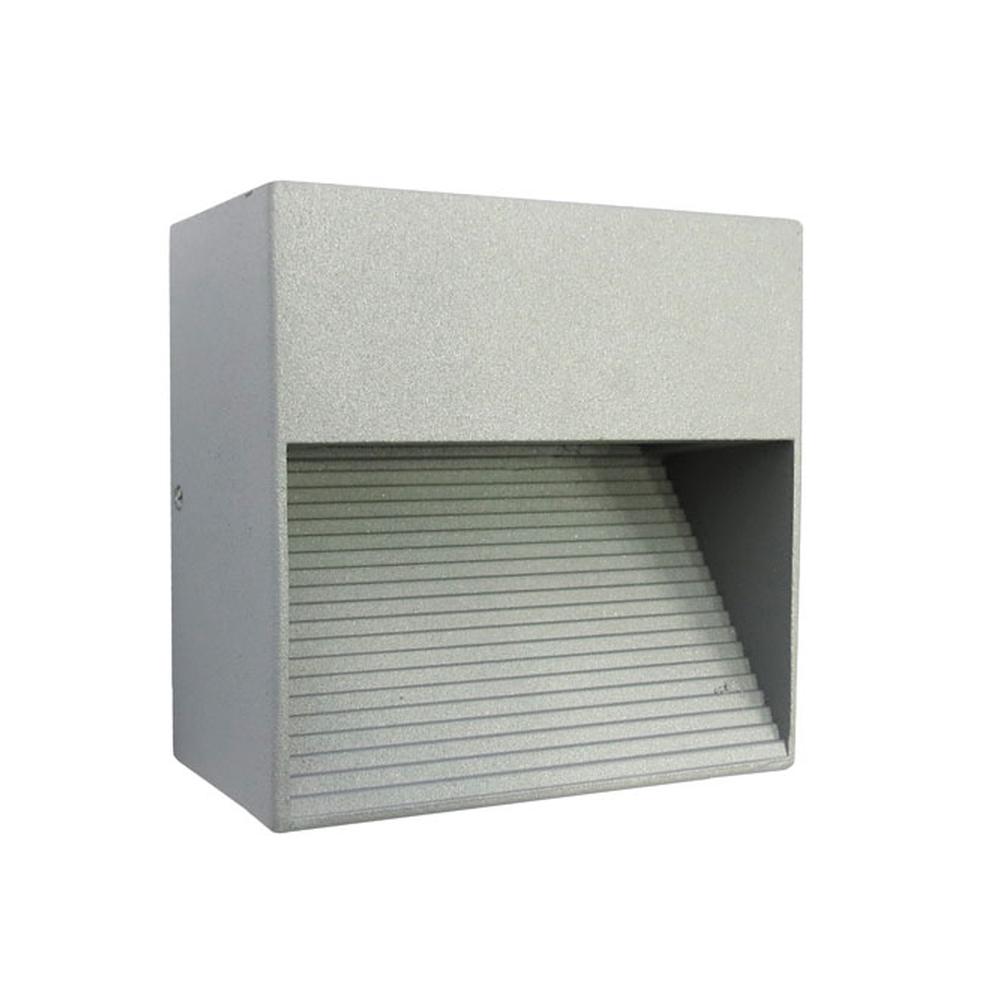 Aplique Muro Exterior Box LED Hp 2x1W Luz Cálida Gris — Bp — BP