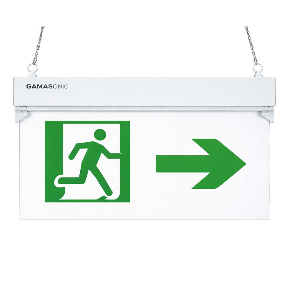 Señalética de Emergencia Transparente Hombre en Puerta Flecha — Gamasonic — Gamasonic