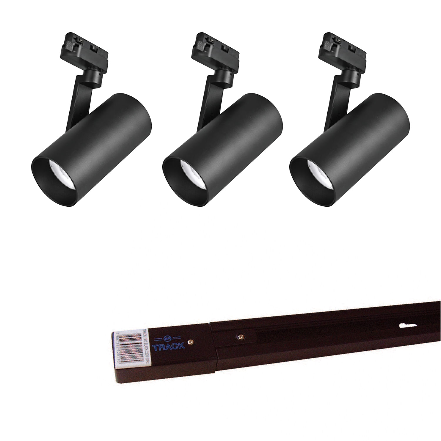 Pack 3 Focos LED 30W con Riel 1Mt Negro — Bp — BP