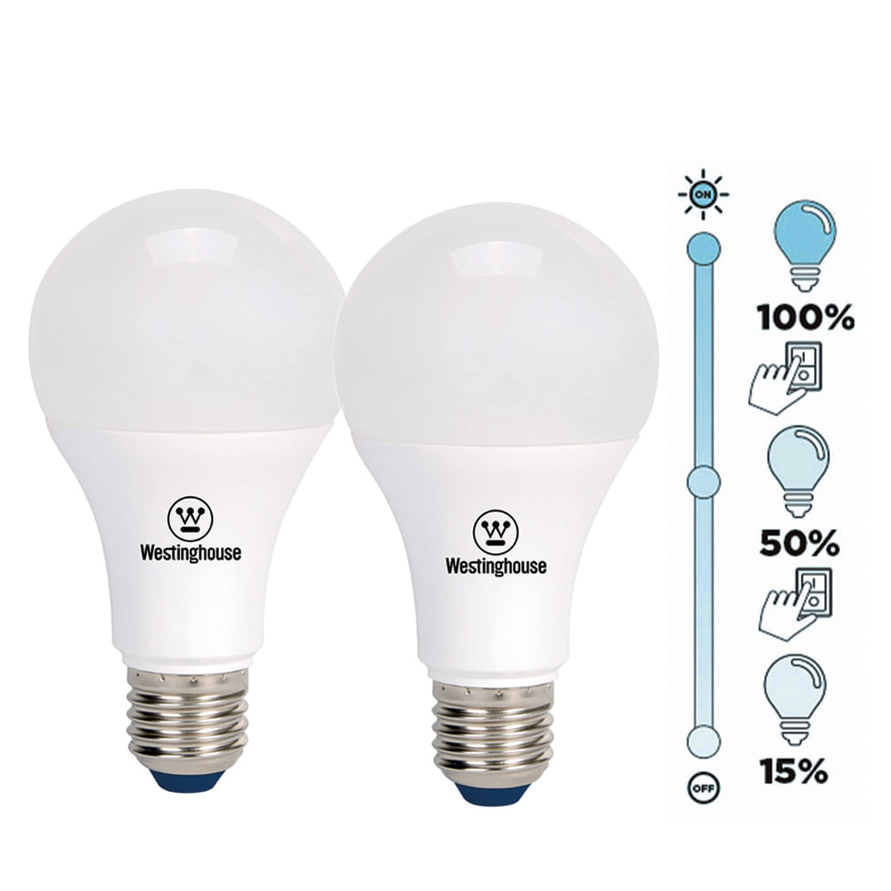 Pack 2× Ampolleta LED A60 8W 6500K E27 dimerizable AM203006694 — Westinghouse