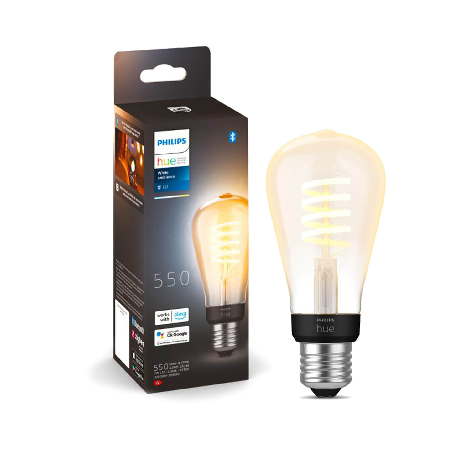 Ampolleta Inteligente E27 Hue Filamento ST647W Luz Cálida a Luz Neutra — Philips — Philips