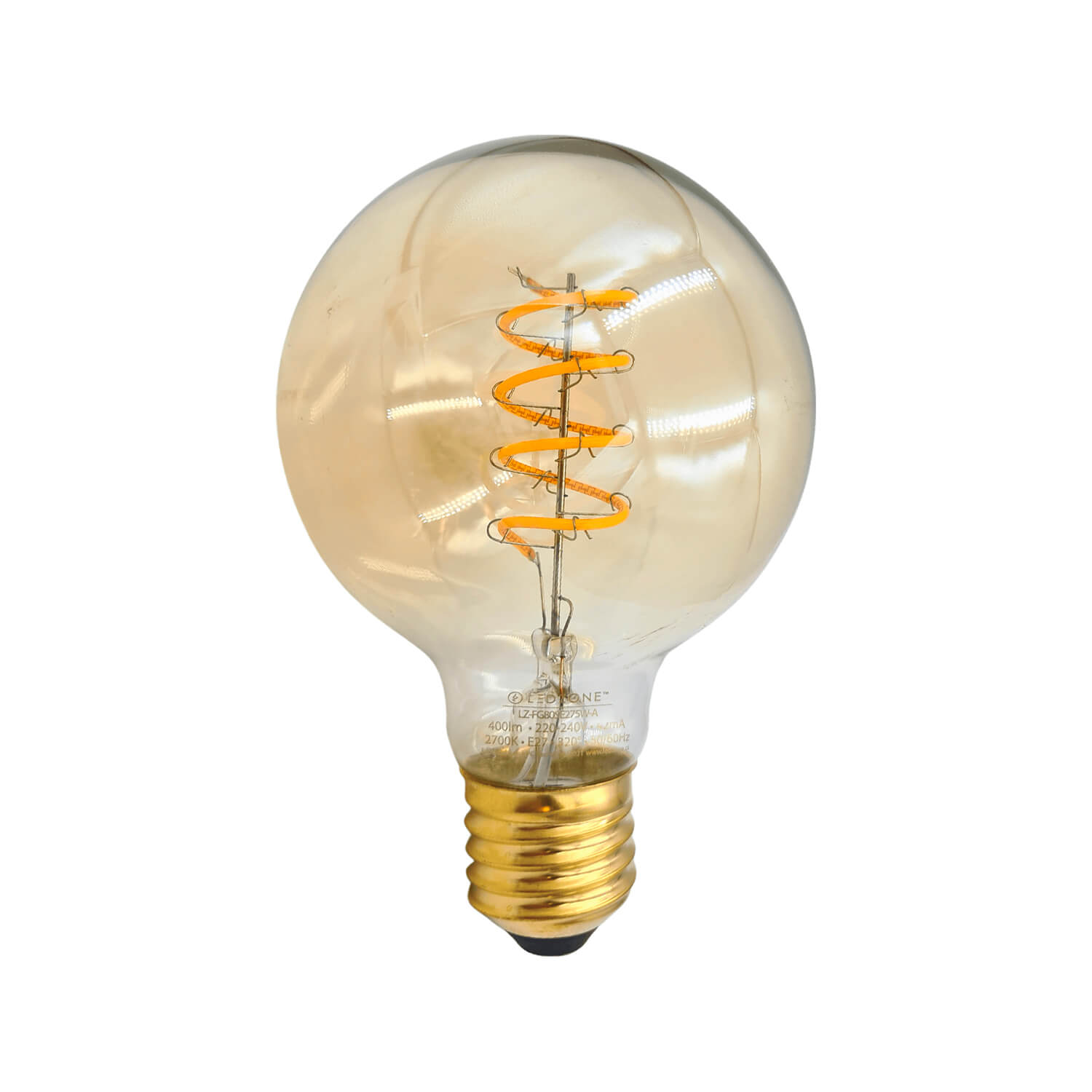 Ampolleta LED G80 Filamento 5W 3000K E27 ESPIRAL Studio