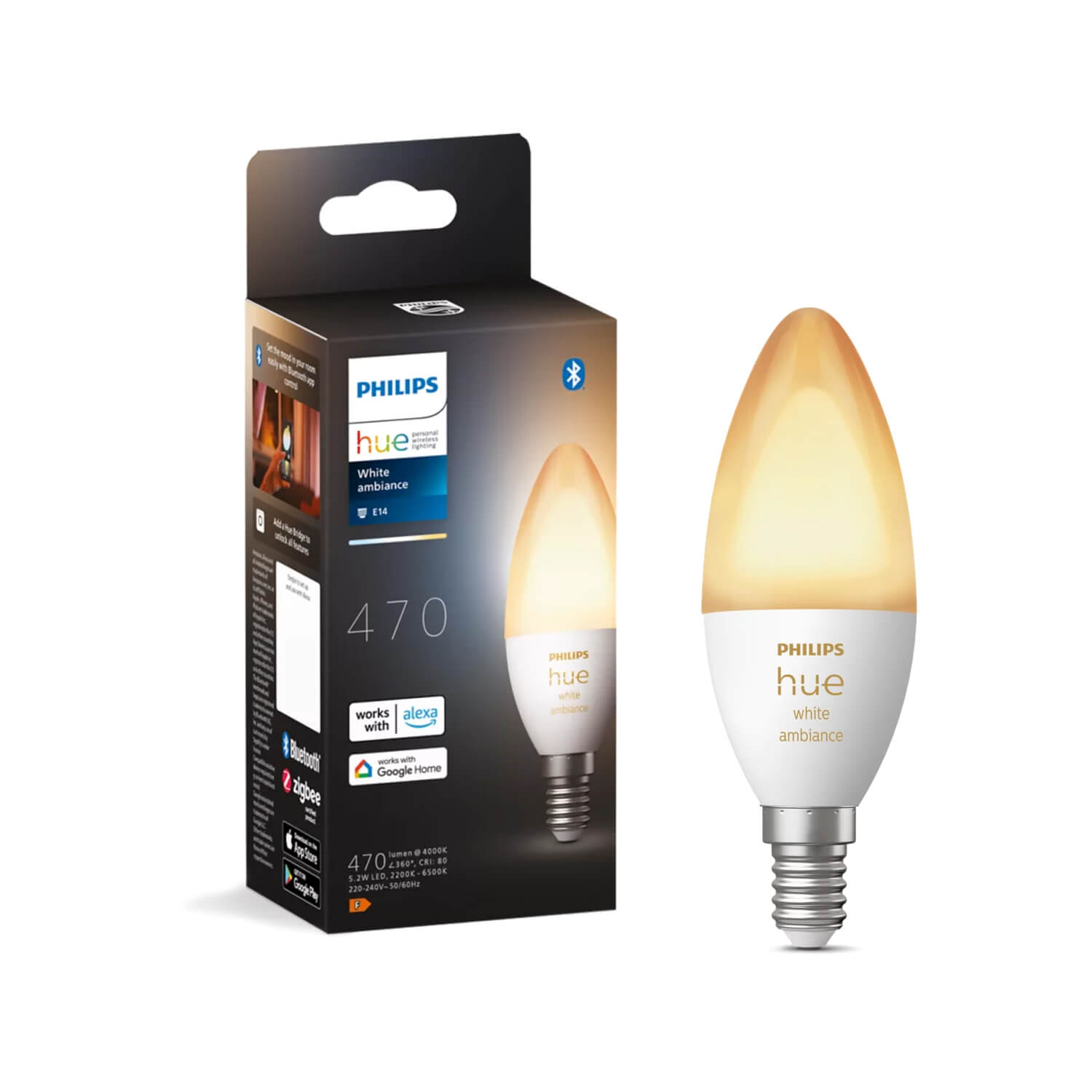 Ampolleta Inteligente Bluetooth E14 Hue 5.2W Luz Cálida a Luz Fría — Philips — Philips