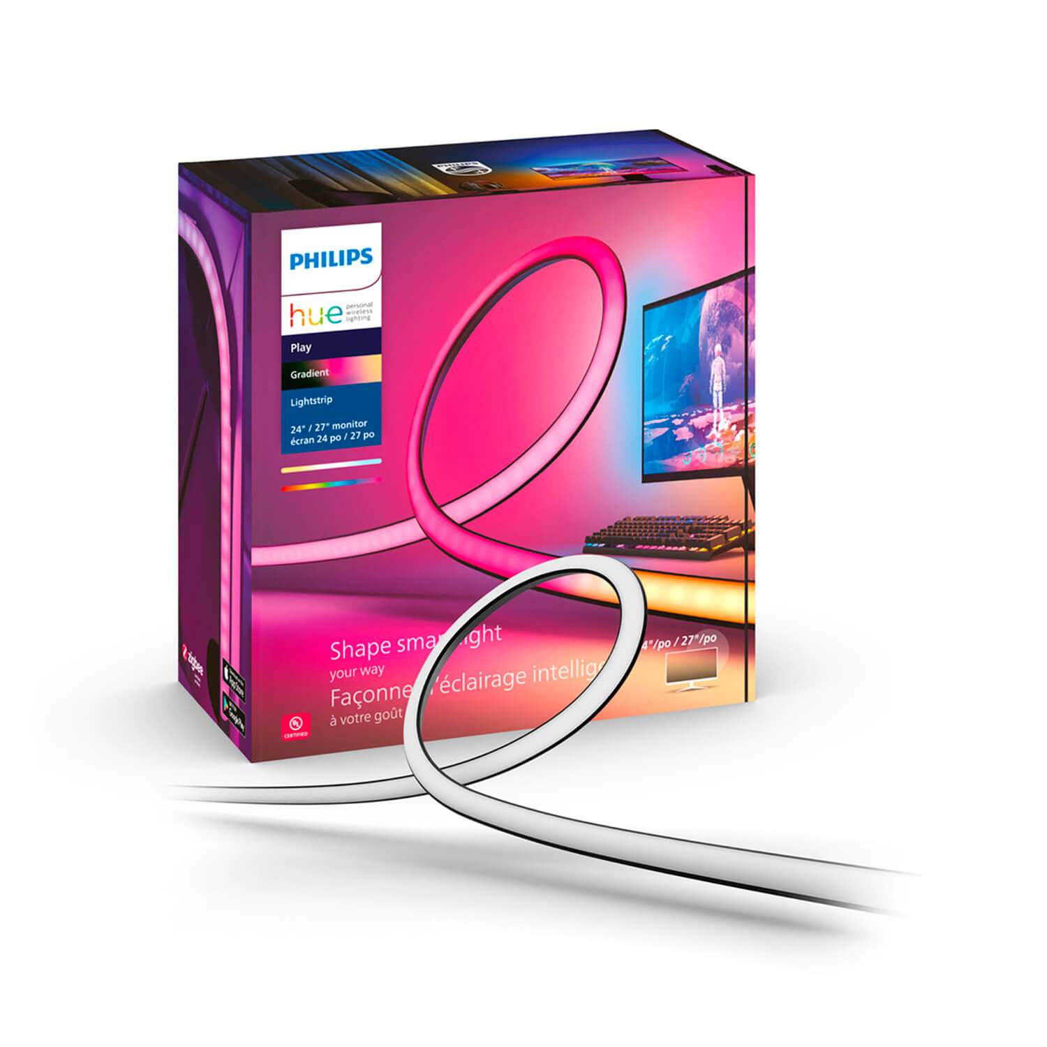 Cinta LED Hue Play Gradient para Monitor de 24- 27 Pulgadas 20W RGB Cálido a Frío — Philips — Philips