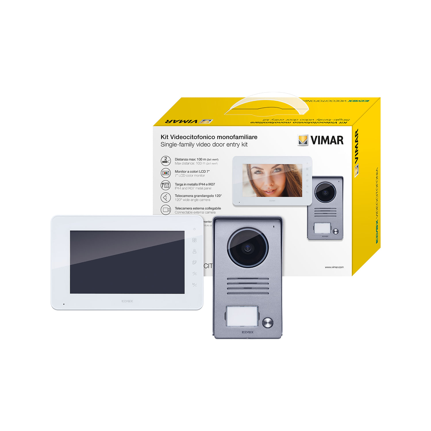Kit Videocitófono Sistemas de Videoportero Elvox Familia Multiclavija 7 Pulgadas IP44 — Vimar — Vimar
