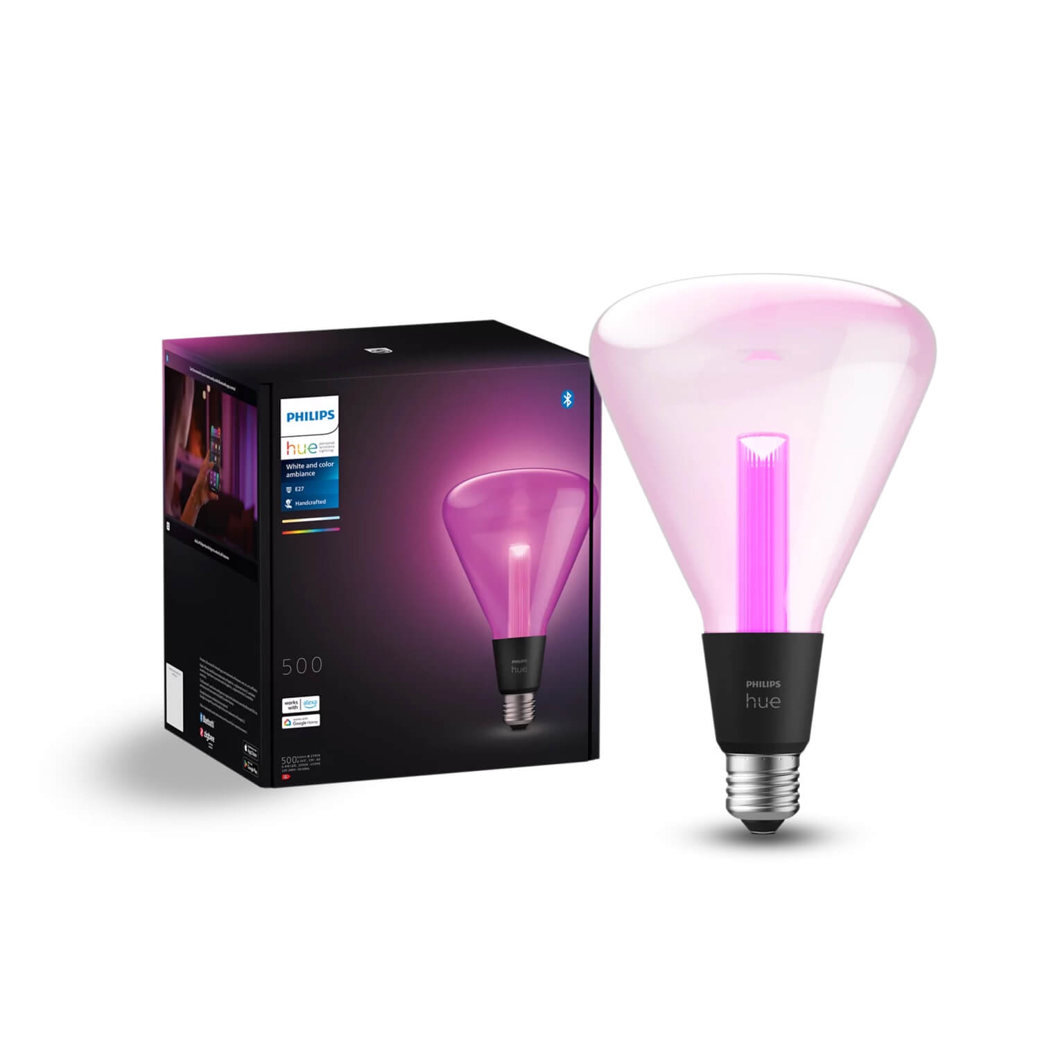 Ampolleta Inteligente E27 Hue Triangular Xl 6.8W Luz Cálida a Luz Fría y RGB — Philips — Philips