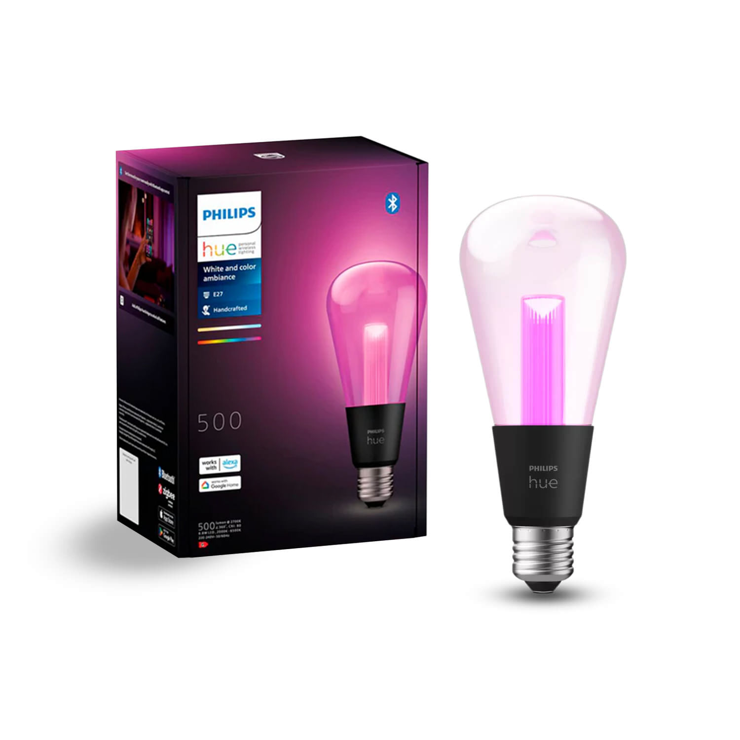 Ampolleta Inteligente E27 Hue Edison ST72 6.8W Luz Cálida a Luz Fría y RGB — Philips — Philips