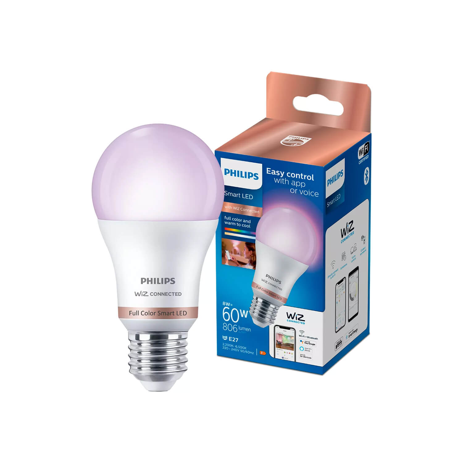 Ampolleta Inteligente Wiz E27 A60 60W RGB — Philips — Philips
