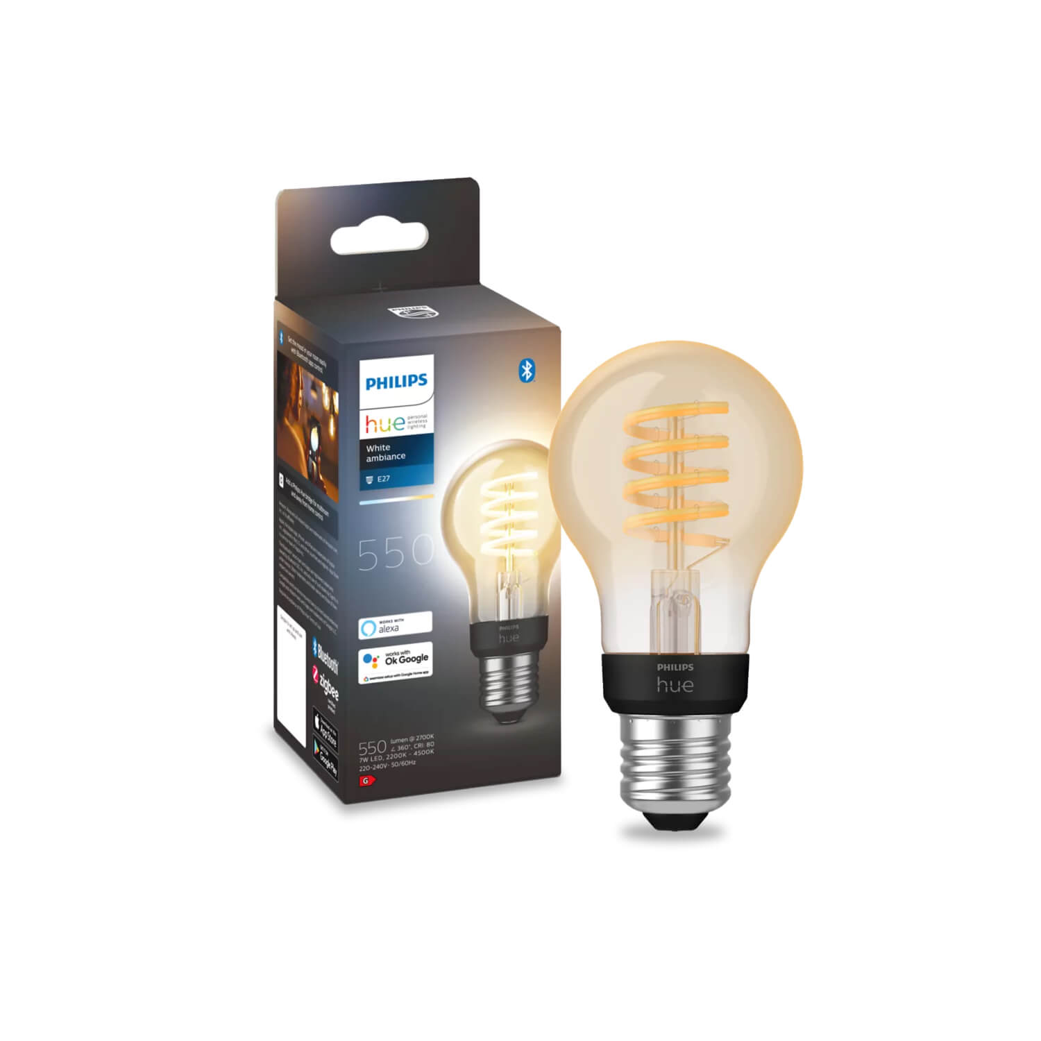 Ampolleta Inteligente E27 Hue Filamento 7W Luz Cálida a Neutra — Philips — Philips