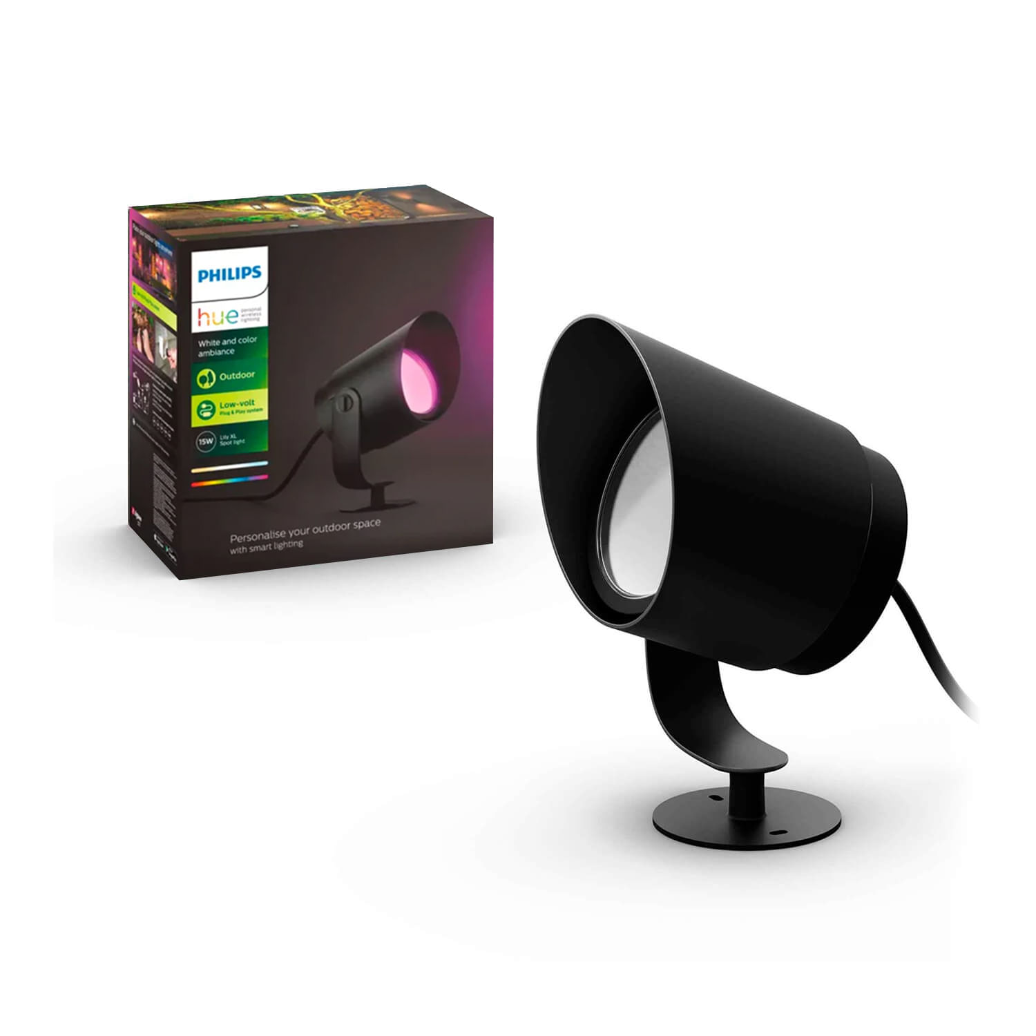 Foco Estaca Hue Lily Xl 15W Luz Cálida a Fría y RGB IP65 — Philips — Philips