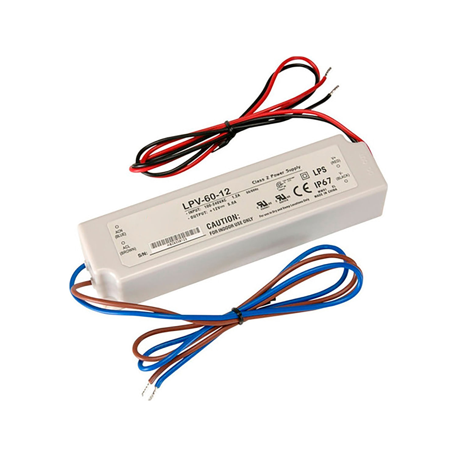 Fuente de Poder Lpv 60W 12V IP67 — Meanwell — Meanwell