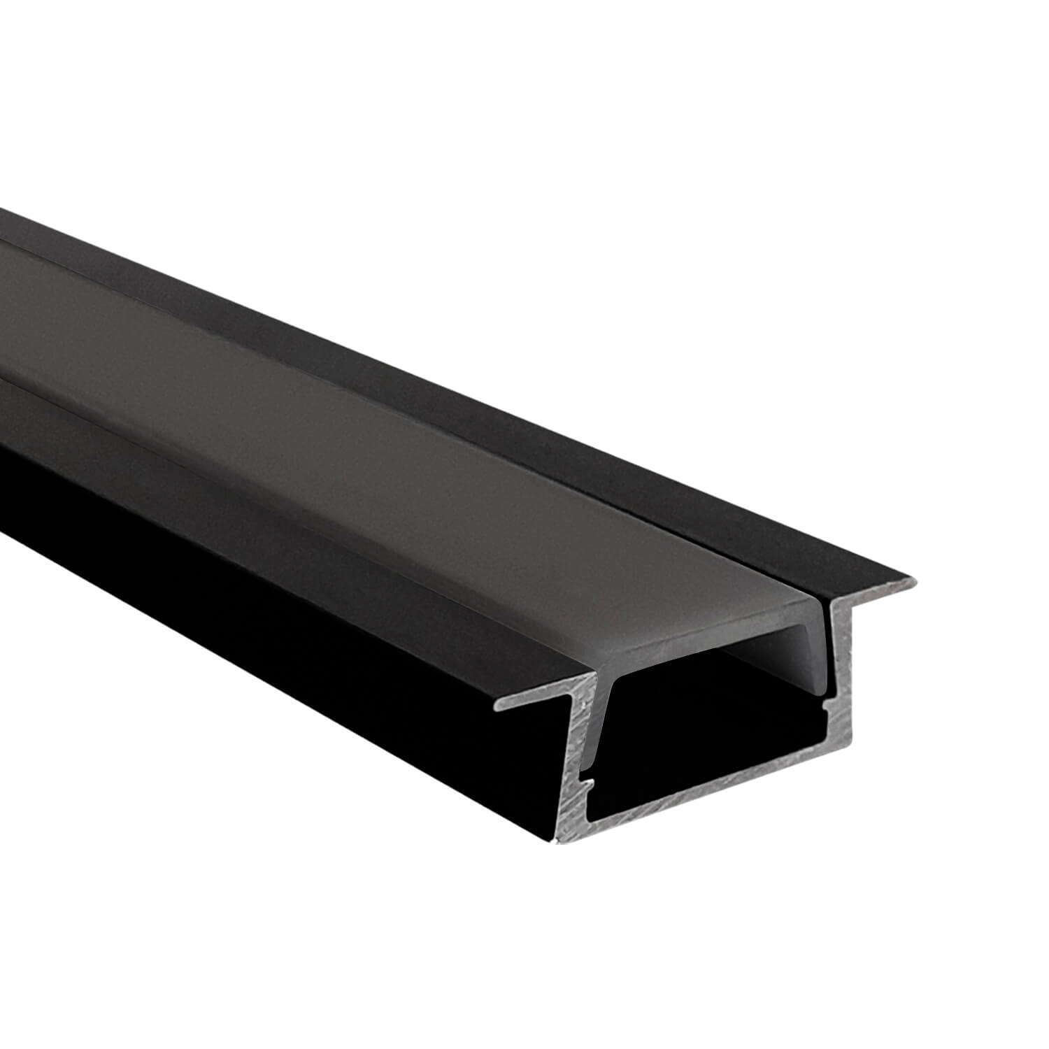 Perfil PARA CINTA EMBUTIDO PLANO DIFUSOR NEGRO (2 METROS) H0.7 2.2x200 CM