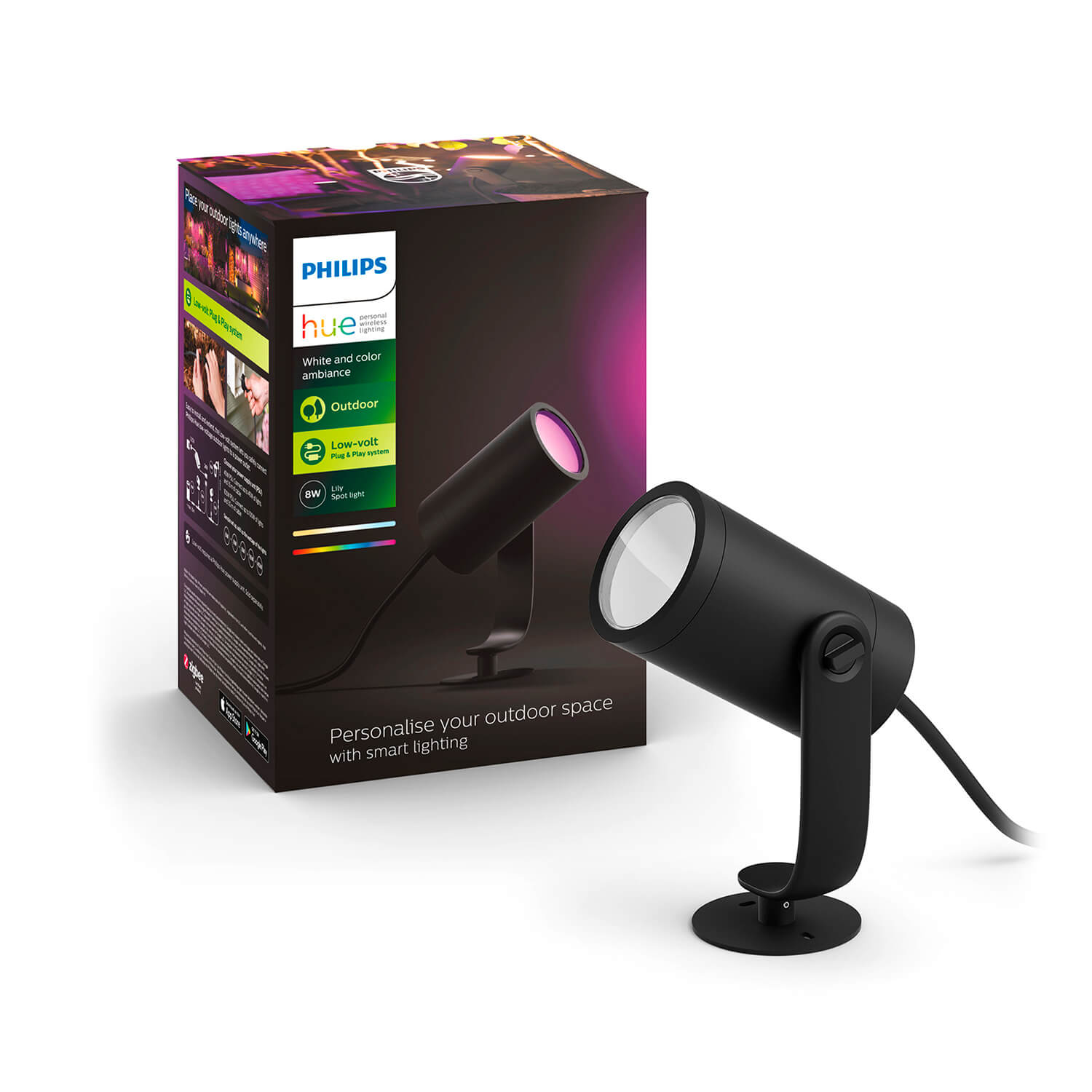 Foco Estaca Hue Lily Jardín Luz Cálida a Fría y RGB — Philips — Philips