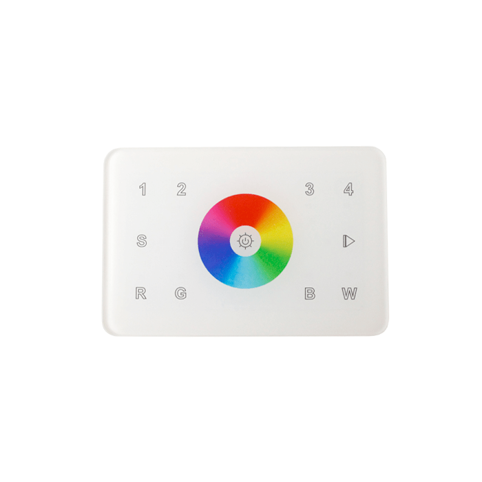 Control Muro Serie 1009 Rf 4 Zonas RGB + W Touch para Caja Eléctrica