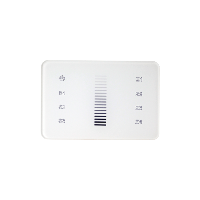 Control Muro Serie 1009 Rf 4 Zonas Dimmer Touch para Caja Eléctrica
