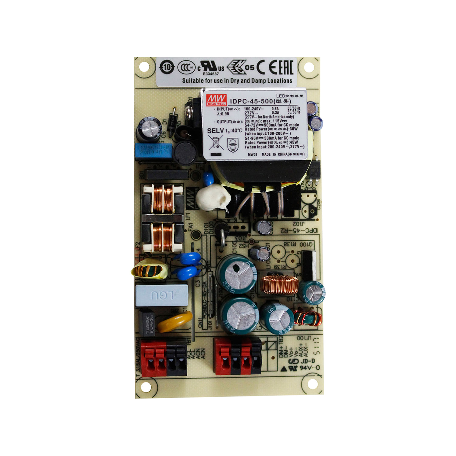 Driver 45W 0V a 10V Dimeable IP20 — Meanwell — Meanwell