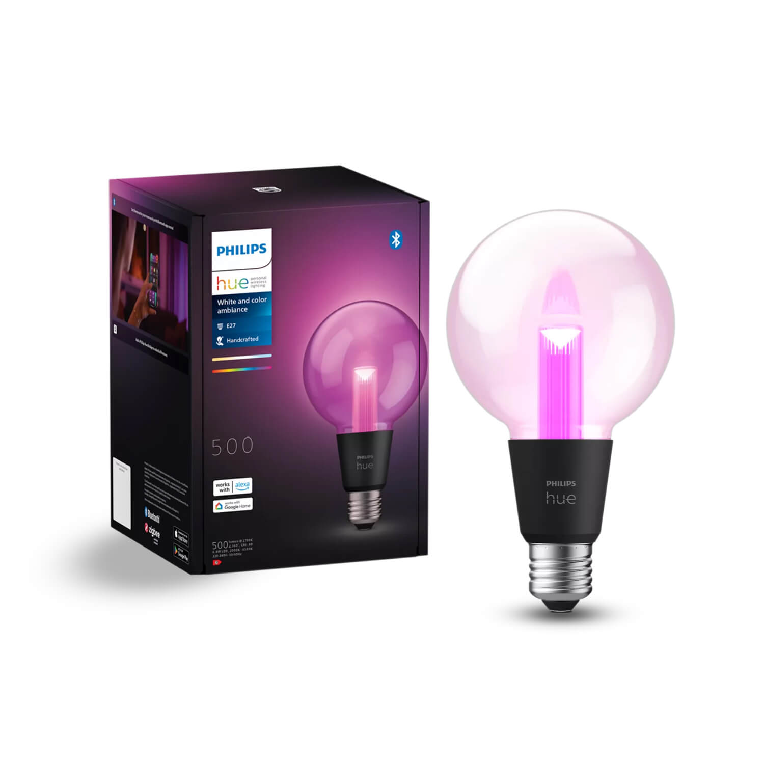 Ampolleta Inteligente E27 Hue Globo G95 6.8W Luz Cálida a Luz Fría y RGB — Philips — Philips