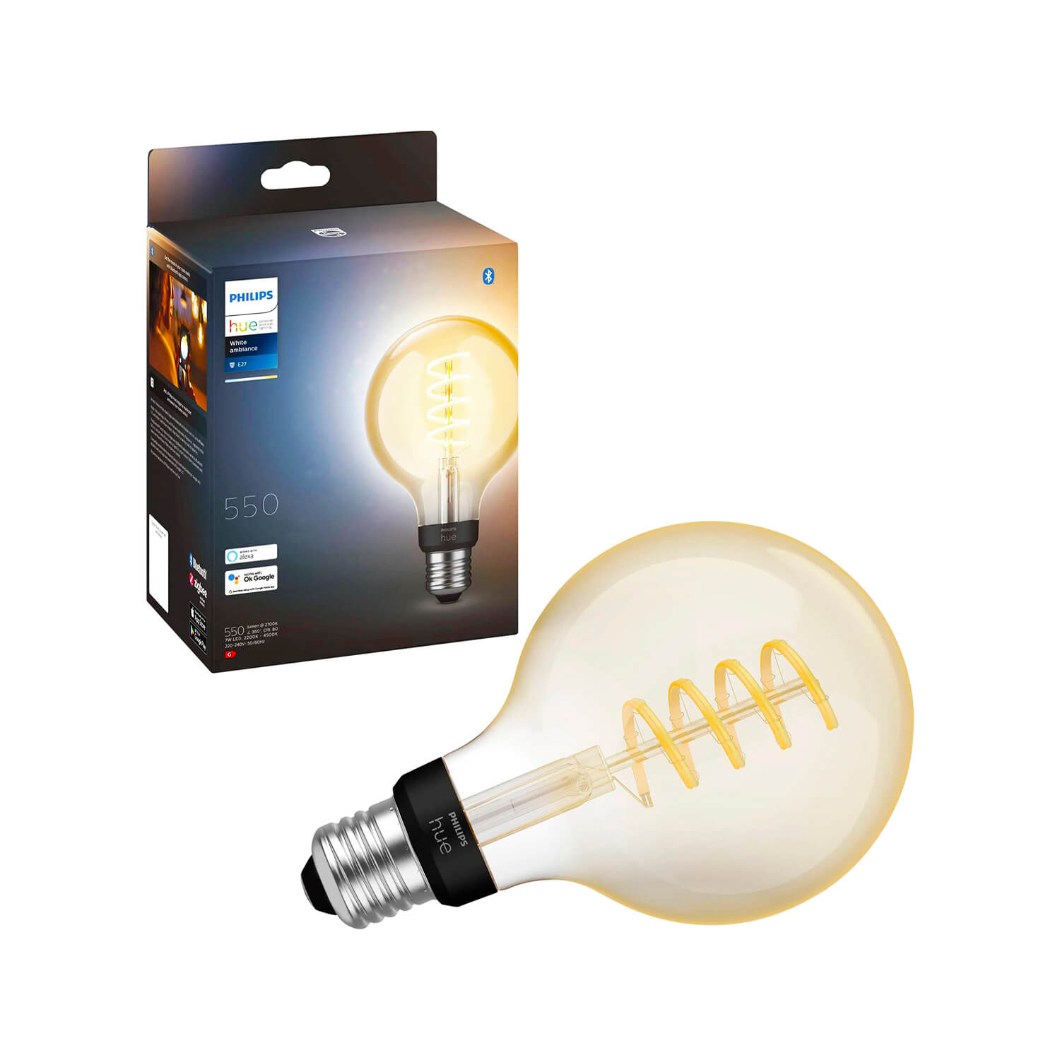Ampolleta LED GLOBO Hue Filamento 7W 3000K E27 NEUTRA Philips — Philips