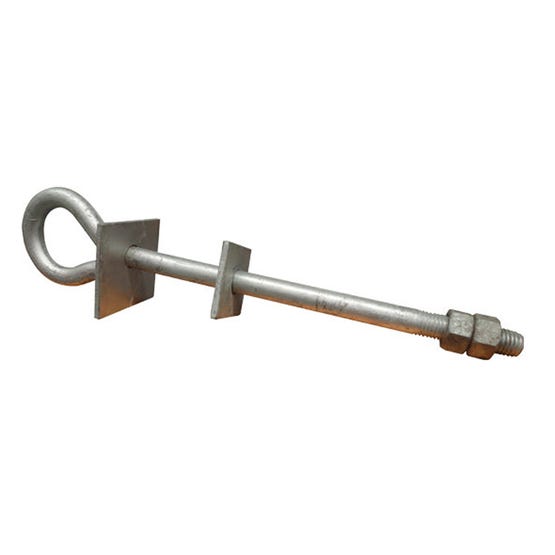 Perno ojo acero Galvanizado 3/4X17" 4"H: 2 Tuercas