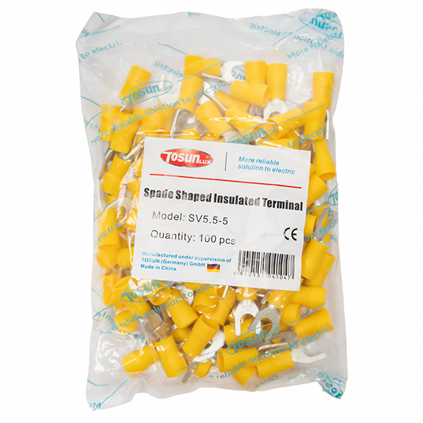 Terminal Horquilla Amarillo perf. 5mm (100U) — Tosunlux