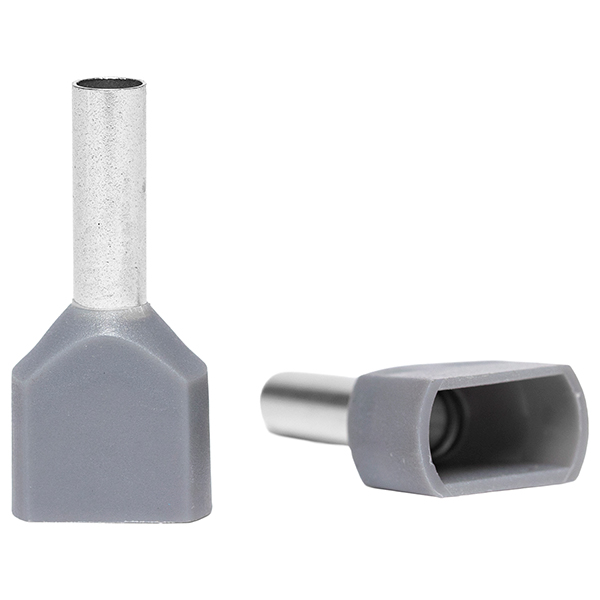 Ferrul Doble Gris 14 AWG – 2.5mm (100u) — Tosunlux