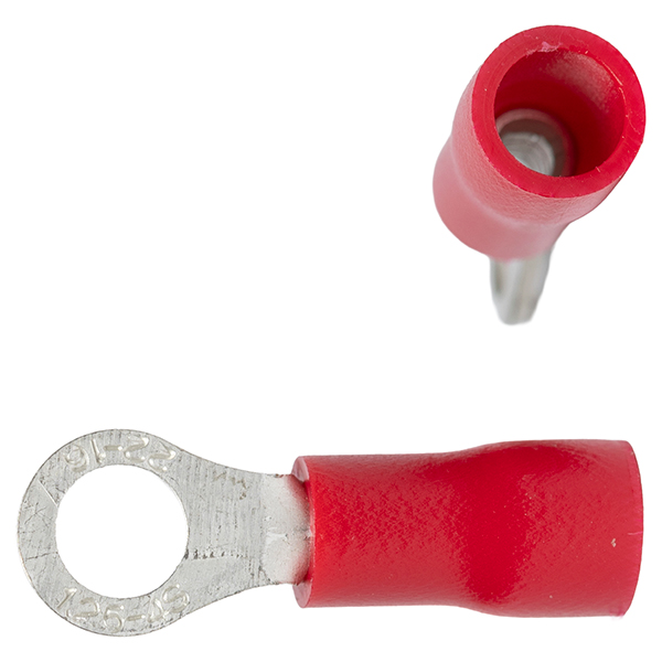 Terminal Anillo Rojo perf. 4mm (100U) — Tosunlux