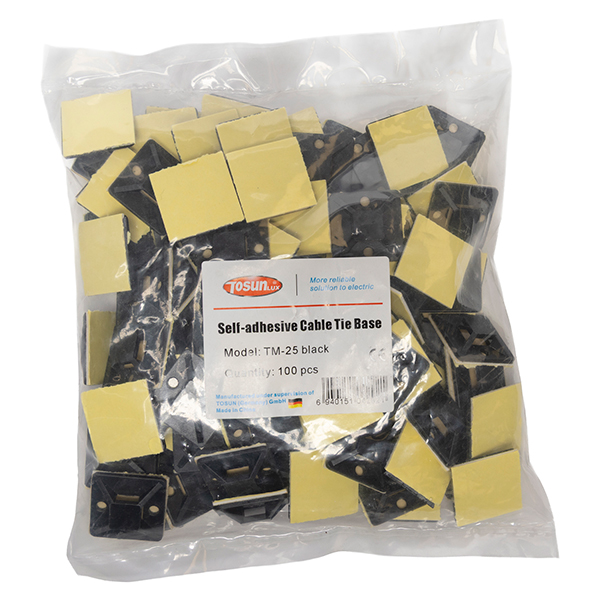 Base Adhesiva 25X25 Negra — Tosunlux