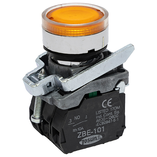 Pulsador Luminoso Amarillo Sch 1NC+1NO — Tosunlux