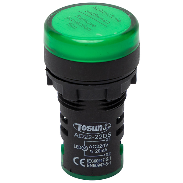 Piloto Led 22mm Verde 220V — Tosunlux