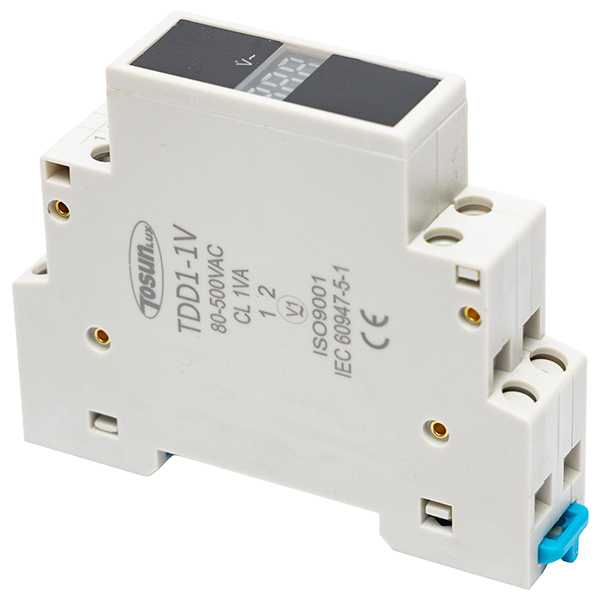Indicador Voltímetro Monof. 50AC-500V a riel DIN — Tosunlux