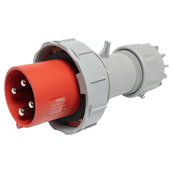 Enchufe Macho Volante 3P+T 63A/380V IP67 — Tosunlux