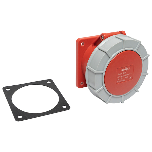Enchufe Hembra Embutido 3P+T 32A/380V IP67 — Tosunlux