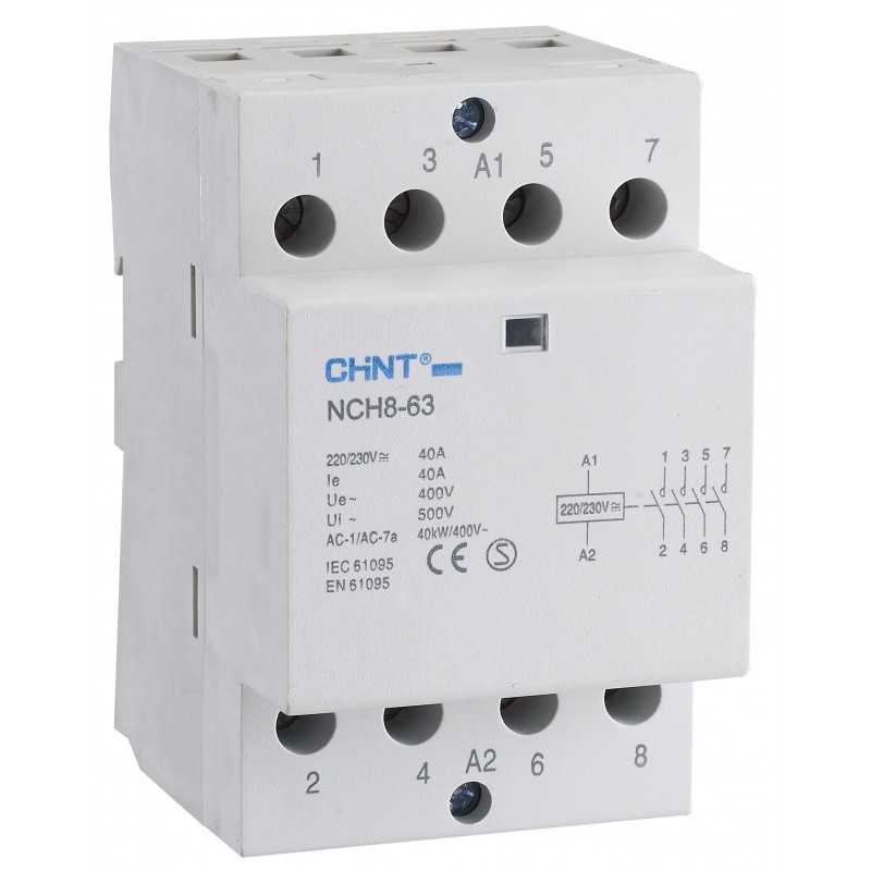 Contactor modular 230Vac 40A, 25KW AC1, 4NA — CHINT