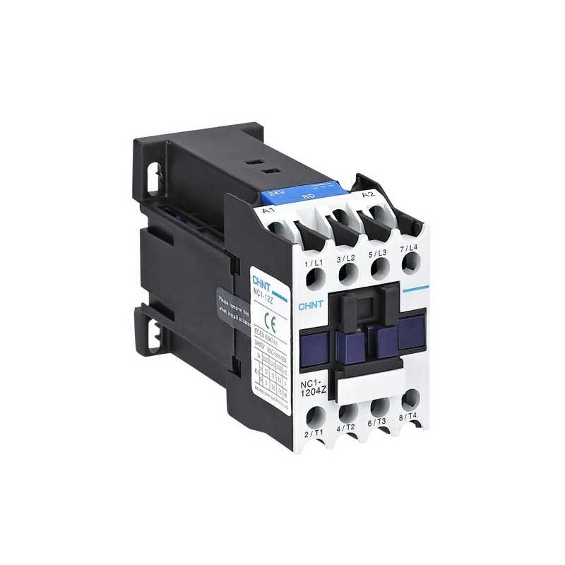 Contactor NC1, 12A, 4P 5.5KW (AC3/380V), control 24VDC — CHINT