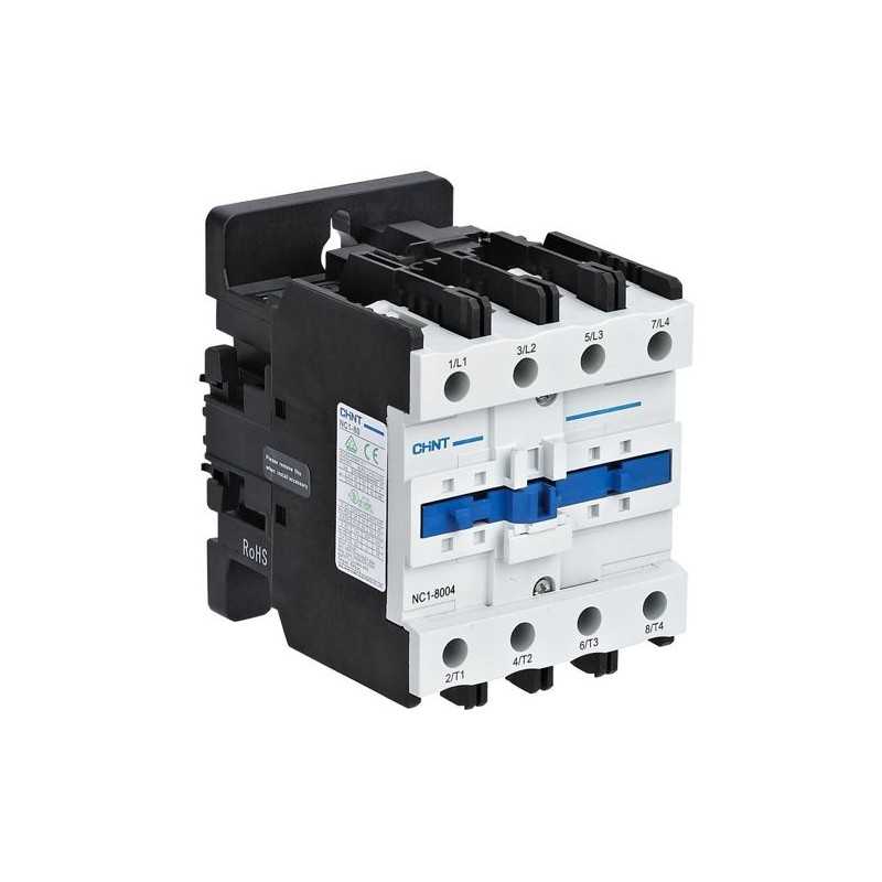 Contactor NC1, 80A 4P 37KW (AC3/380V) control 220 VAC+C14:H14 — CHINT