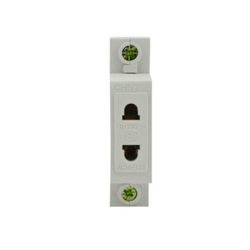 Enchufes hembra 2P, 10Amp, a riel Din — CHINT