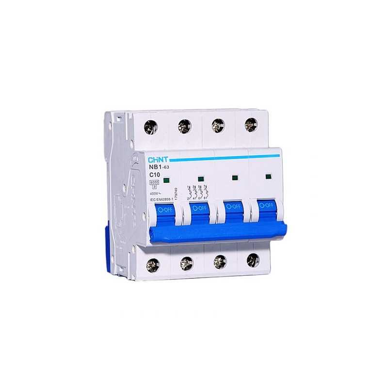 Interruptor MCB curva D 4Px50A, 10kA IEC60947-2 — CHINT