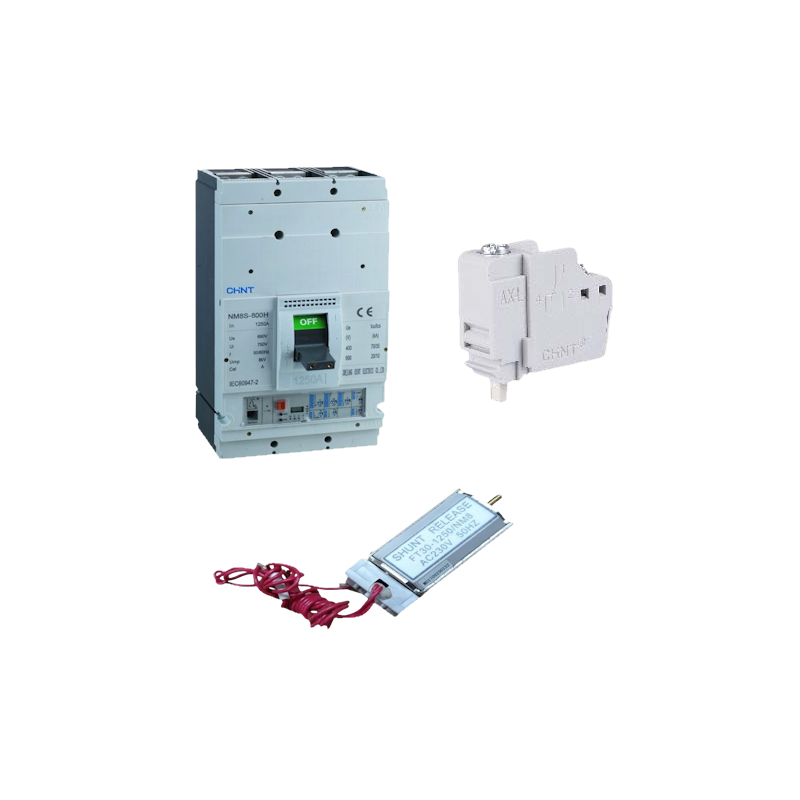 KIT INTERRUPTO 3P NM8-800H 320-800A LS/I + BOBINA 220V + AUX — CHINT