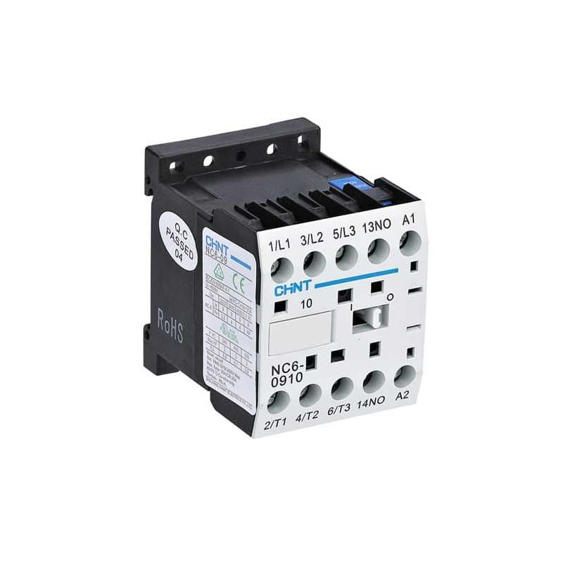 Mini contactor NC6 3P+1NA, 6A AC3 230/400/690V, bobina 220VAC — CHINT
