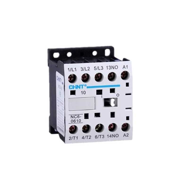Mini contactor NC6 3P+1NA, 9A AC3 230/400/690V, bobina 220VAC — CHINT