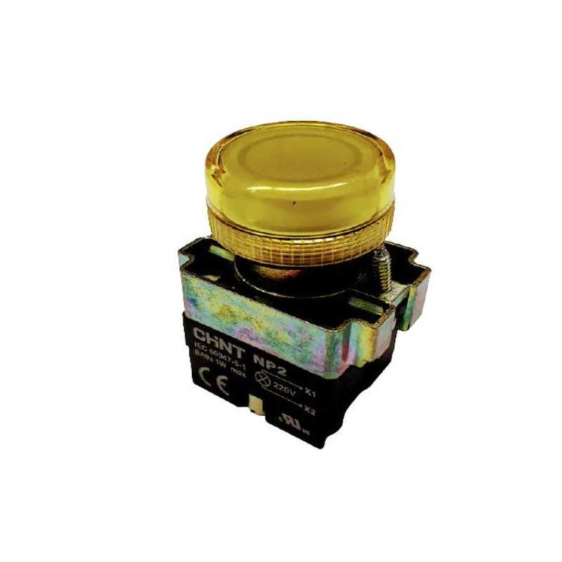 Piloto directo metalic, amarill, Ø22 mm c/ampolleta/led 220V — CHINT
