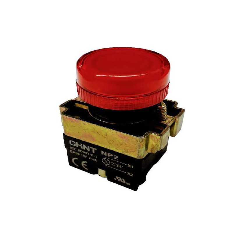 Piloto directo metálico, rojo, Ø22 mm, c/ampolleta/led 220V — CHINT