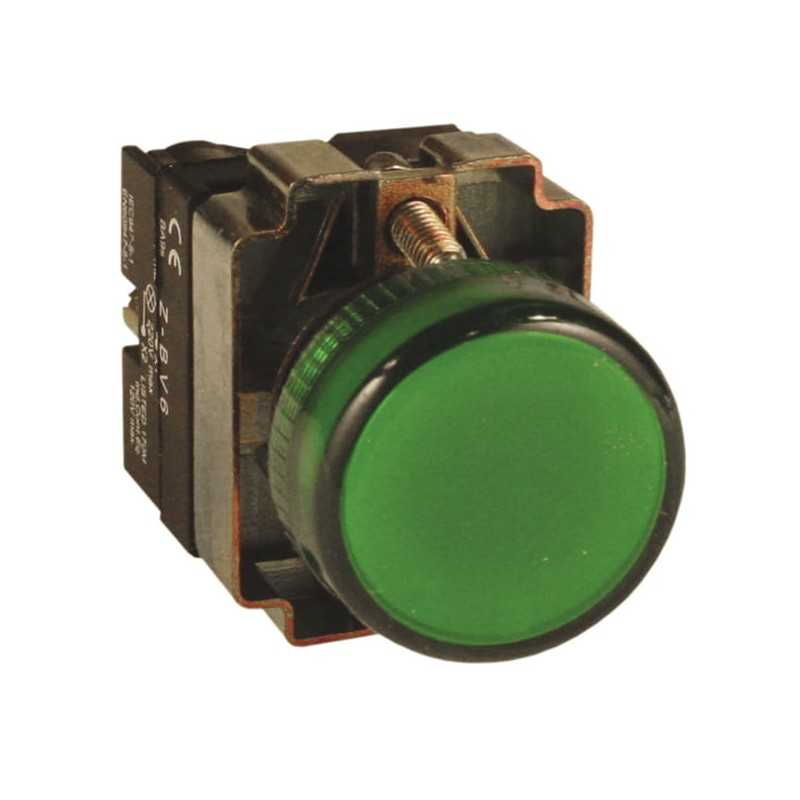 Piloto directo metálico, verde, Ø22 mm c/ampolleta/led 220V — CHINT