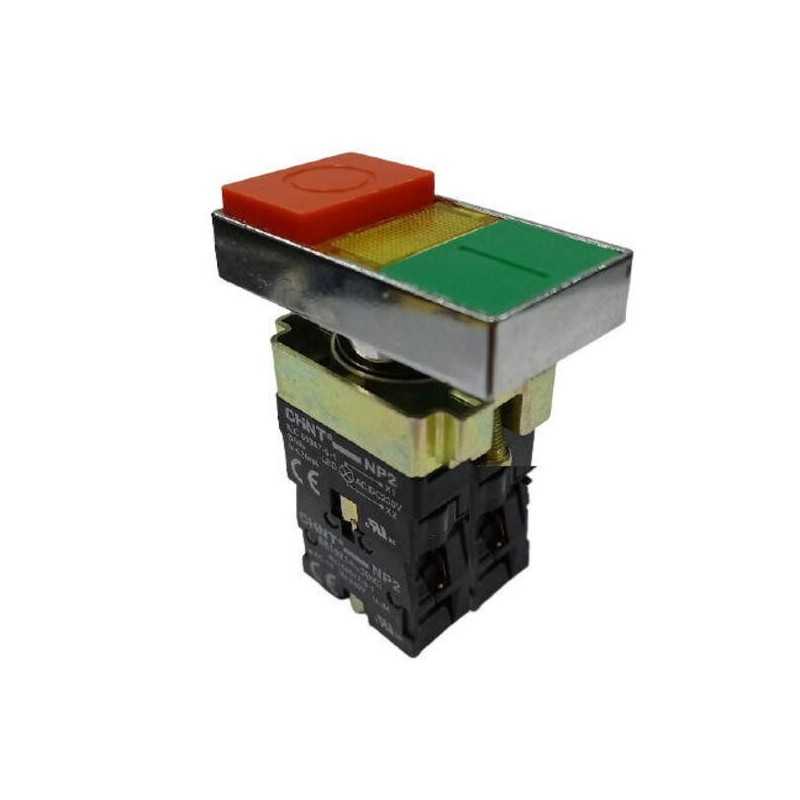 Pulsador Doble Partir/Parar verde/rojo, metal c/piloto NA más NC — CHINT