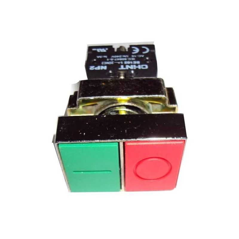 Pulsador Doble Partir/Parar, metálico, verde/rojo, 1NA más 1NC — CHINT