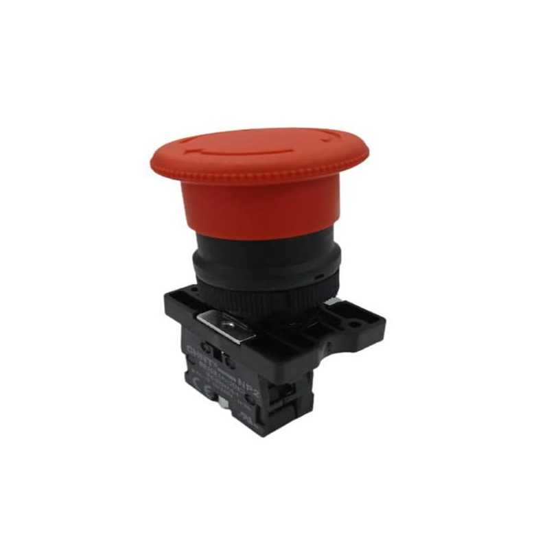 Pulsador emerg tipo hongo,plástico Ø60mm destrabe p/giro,1NC — CHINT