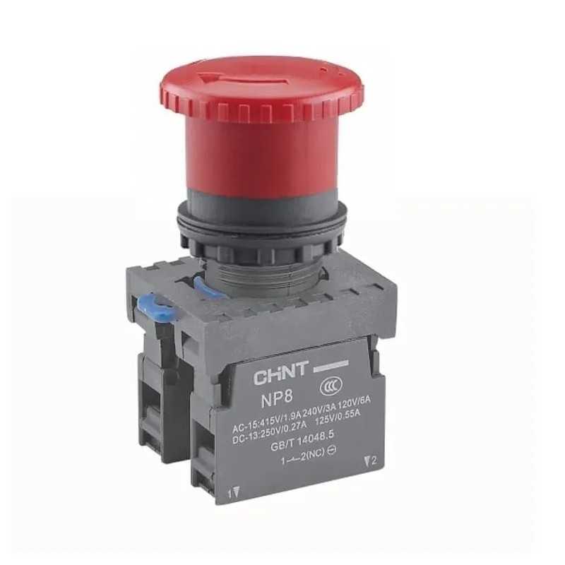 Pulsador emerg. hongo plast. IP65 Ø40mm destr. giro 1NC+1NC — CHINT