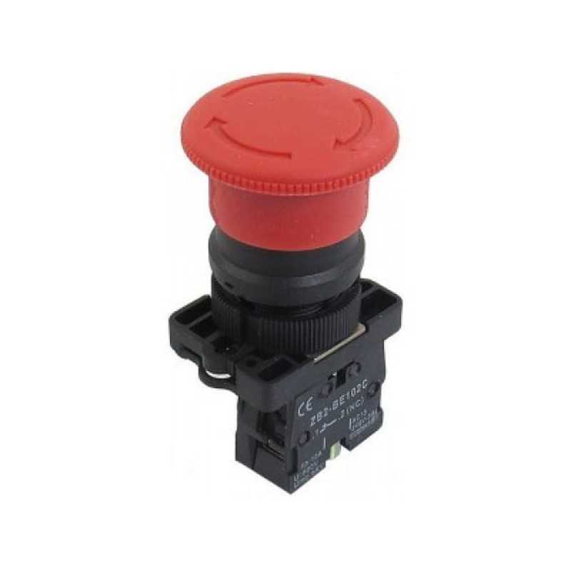 Pulsador emergencia hongo Ø40mm, destrabe por giro 1NC — CHINT