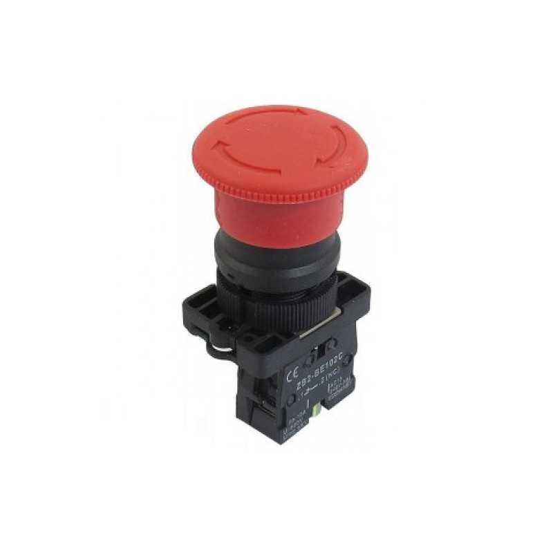 Pulsador emergencia tipo hongo Ø22mm, cabezal Ø40mm, sin retención 1NC — CHINT