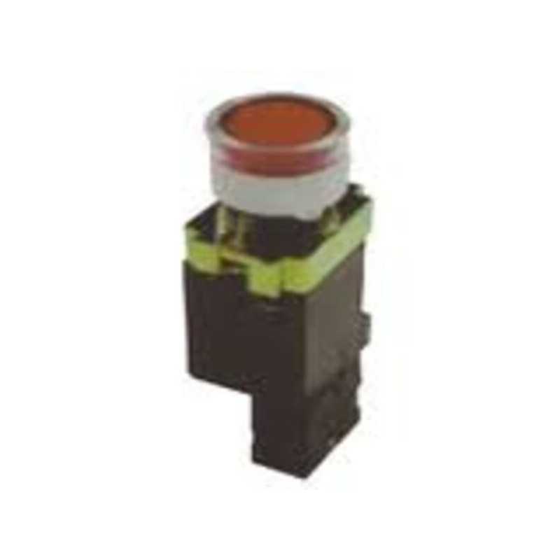 Pulsador luminoso rojo, metálico, led 220Vac, 1NC, IP40 — CHINT